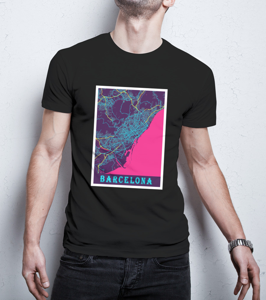 Barcelona Neon City Map 1670368 T-Shirt