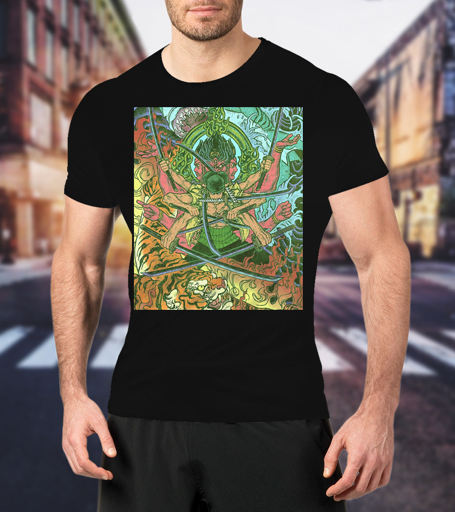 One Piece Roronoa Zoro Asura Concept Colors Of Fury T-Shirt