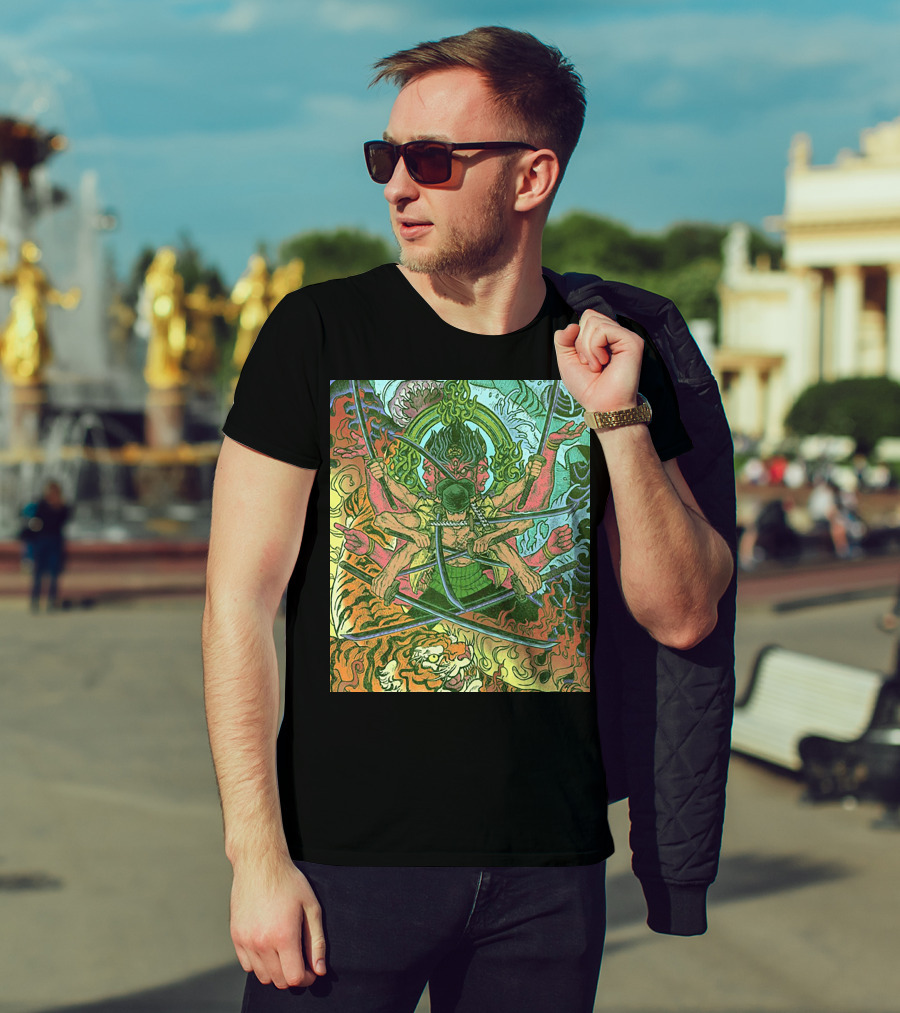 One Piece Roronoa Zoro Asura Concept Colors Of Fury T-Shirt