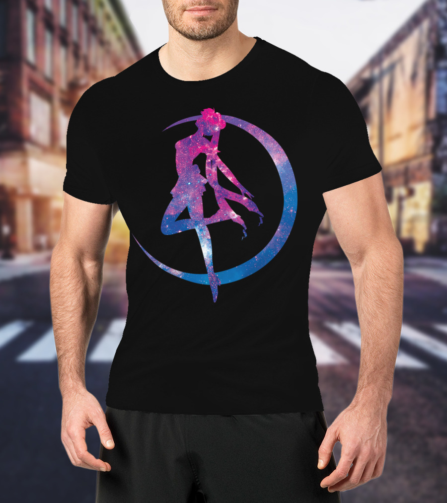 Sailor Moon Galaxy Silhouette Lunar Pose T-Shirt