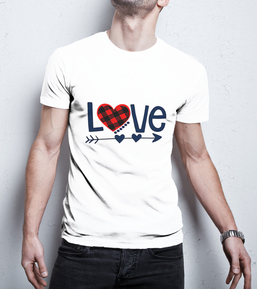 Love Arrow Plaid Heart And Hearts On Arrow T-Shirt