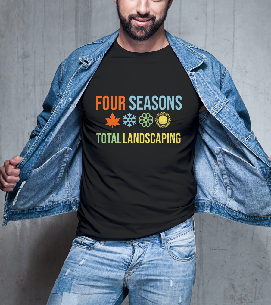 Four Seasons Total Landscaping Autumn Leaf Snowflake Floral Sun T-Shirt