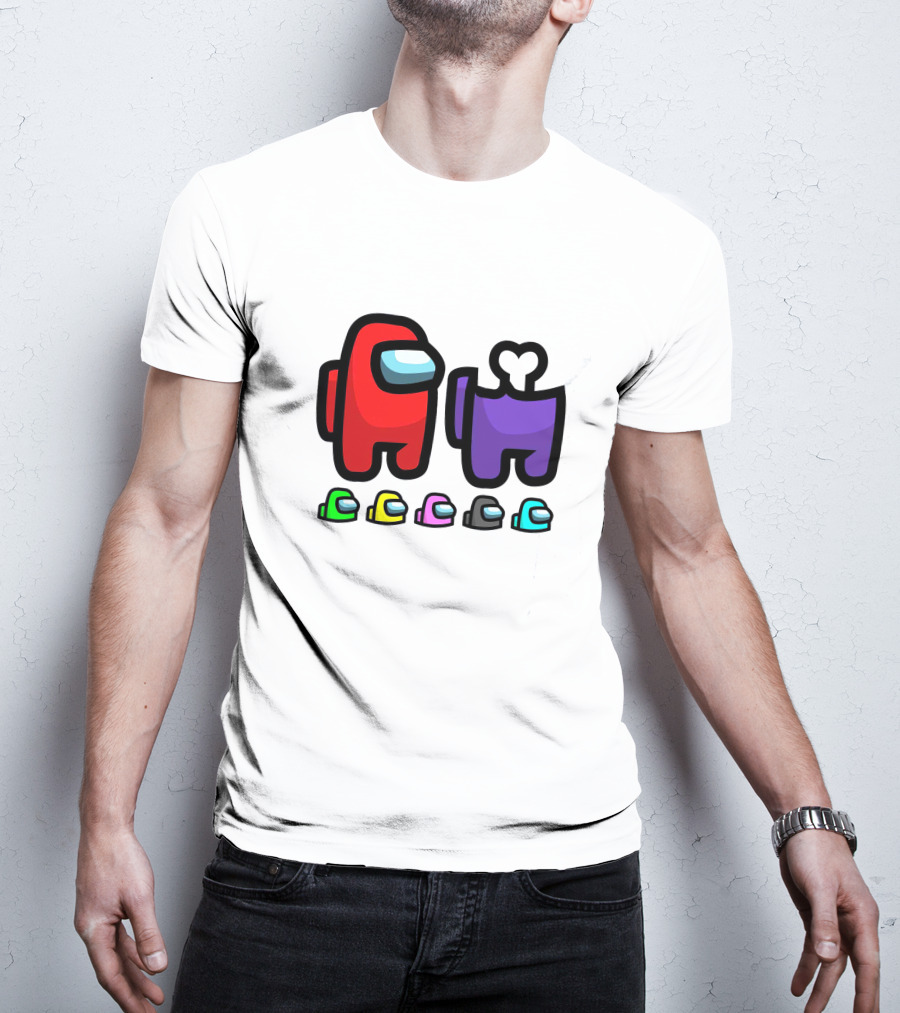 Among Us Crewmates And Dead Body Colors Red Purple Green Blue Yellow Pink Black T-Shirt