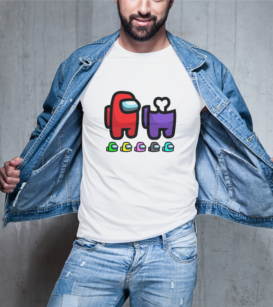 Among Us Crewmates And Dead Body Colors Red Purple Green Blue Yellow Pink Black T-Shirt