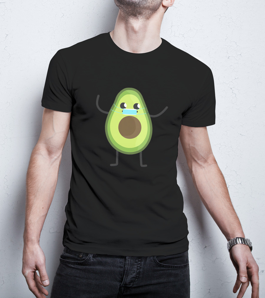 Avogato Avocado Wearing Mask Cute Fruit Character T-Shirt