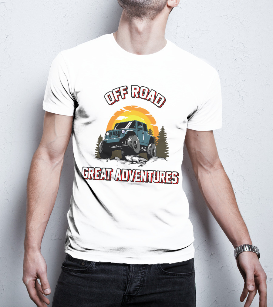 OFF ROAD GREAT ADVENTURES SUNSET JEEP ROCKS FOREST T-Shirt
