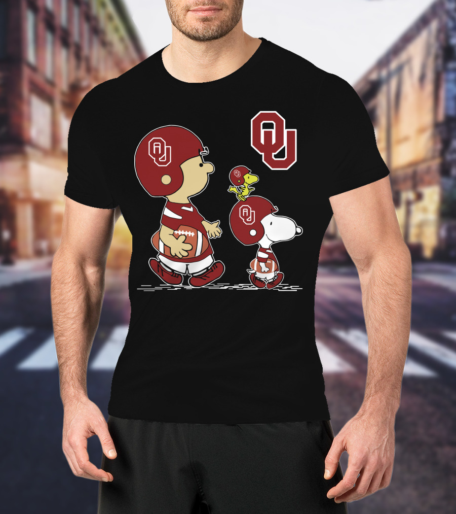 Ou Sooners Football Featuring Peanuts Characters Charlie Brown And Snoopy T-Shirt