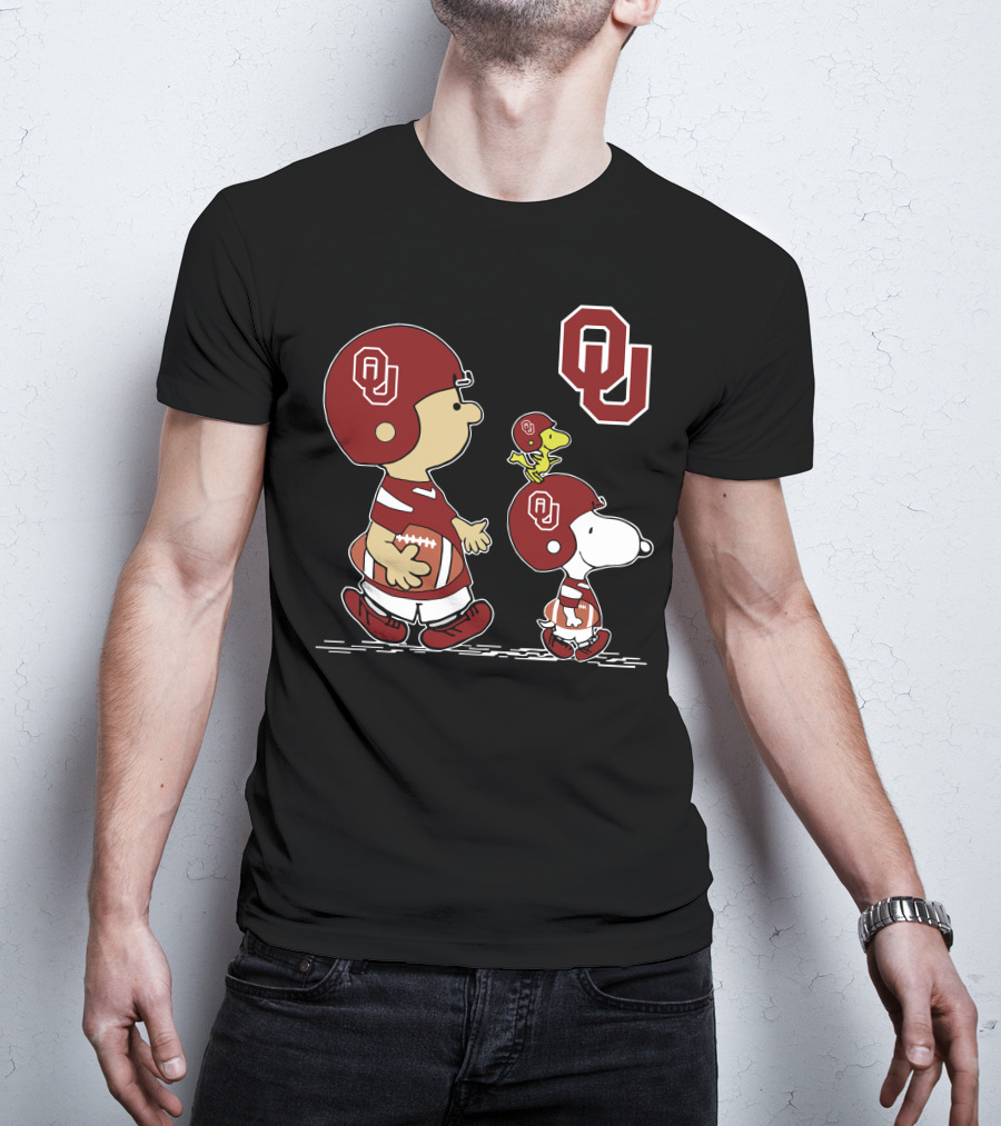 Ou Sooners Football Featuring Peanuts Characters Charlie Brown And Snoopy T-Shirt