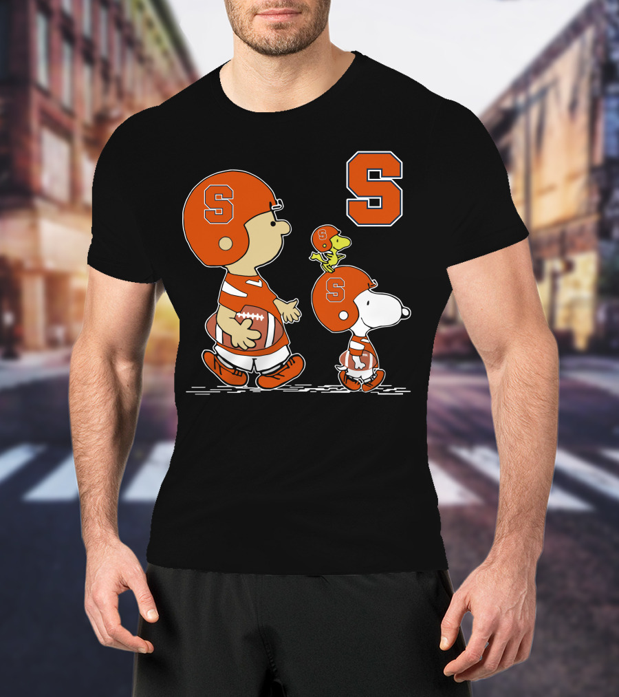 Syracuse Orange Football Peanuts Characters With Helmets T-Shirt
