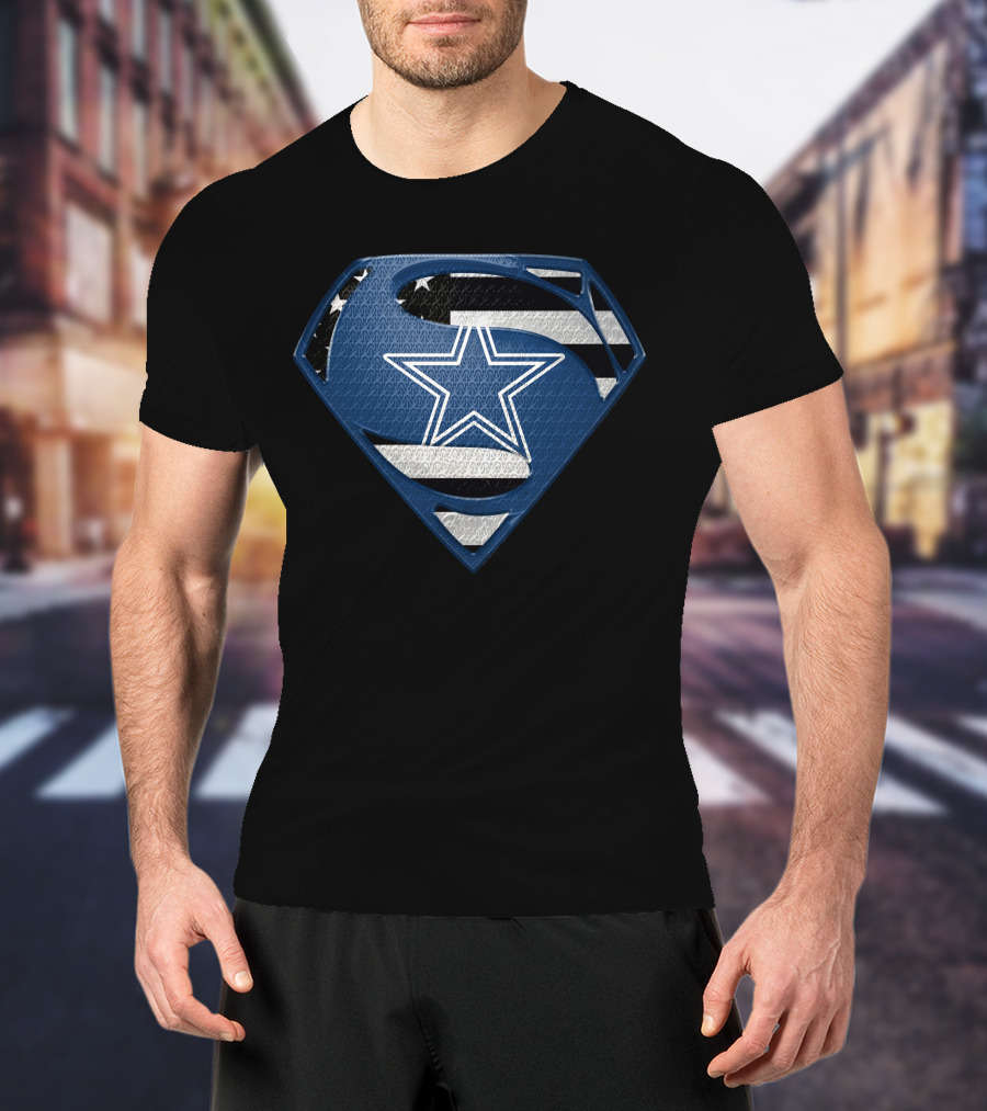 Dallas Cowboys Superman Logo With American Flag Elements T-Shirt