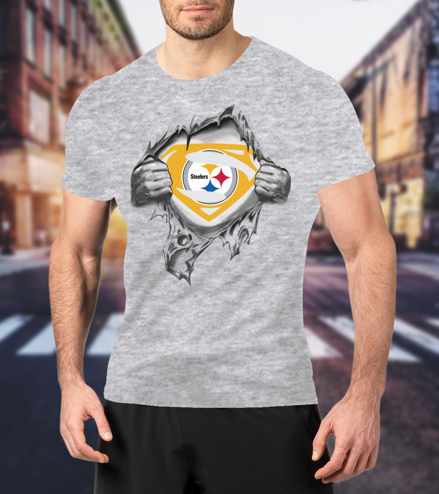 Steelers Logo Superhero Chest Reveal T-Shirt