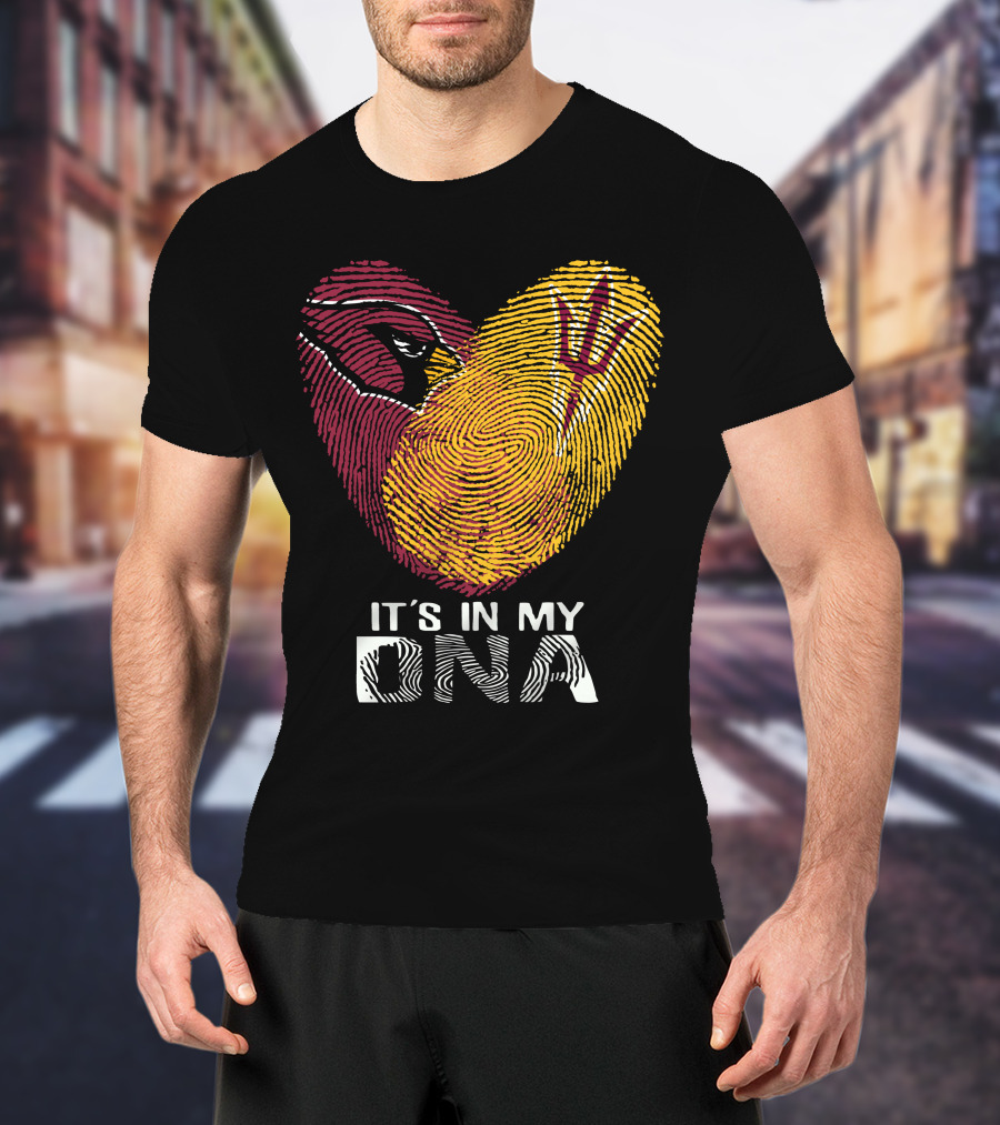 Arizona Cardinals Arizona State It's In My Dna Fingerprint Heart T-Shirt