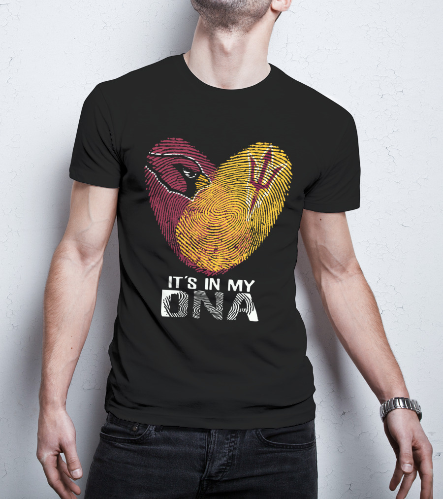 Arizona Cardinals Arizona State It's In My Dna Fingerprint Heart T-Shirt