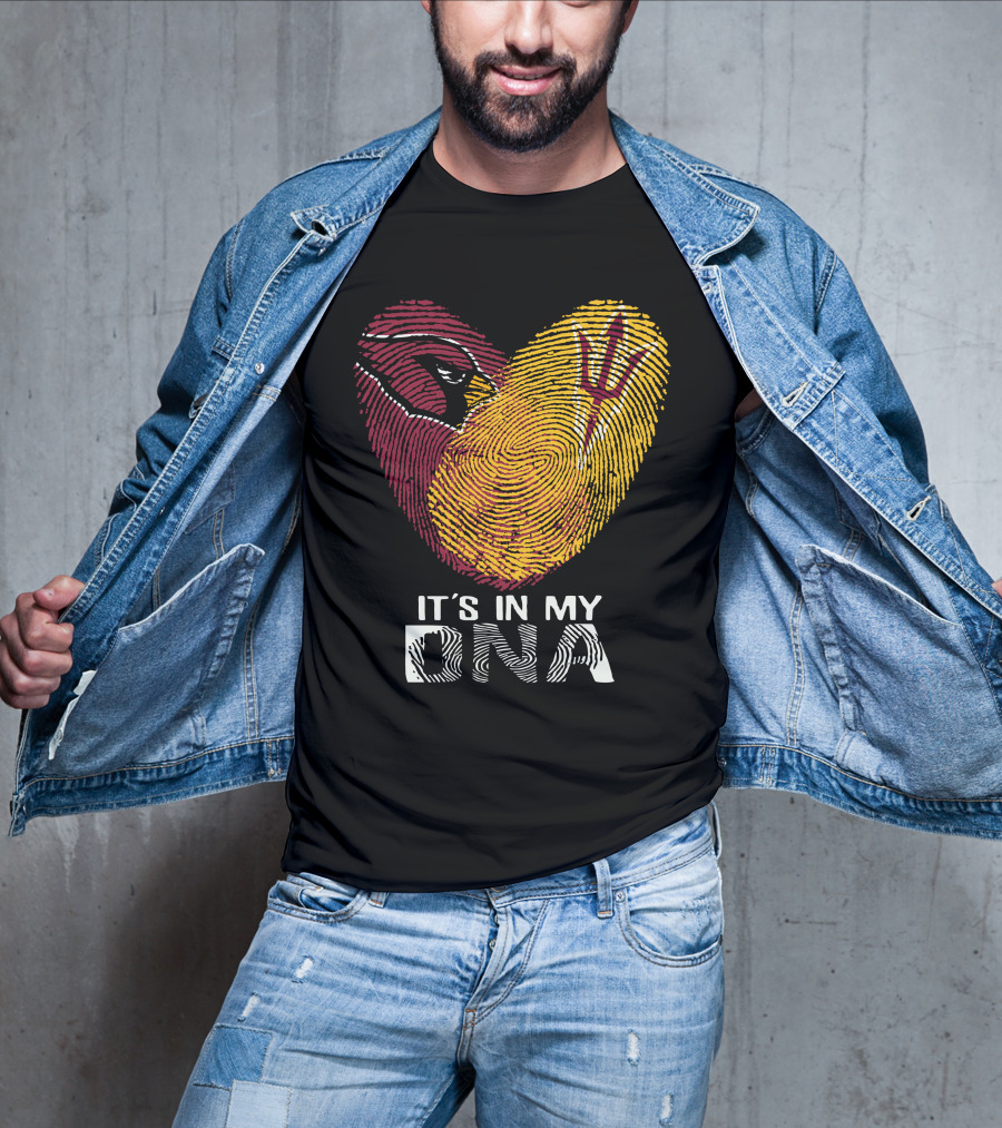Arizona Cardinals Arizona State It's In My Dna Fingerprint Heart T-Shirt