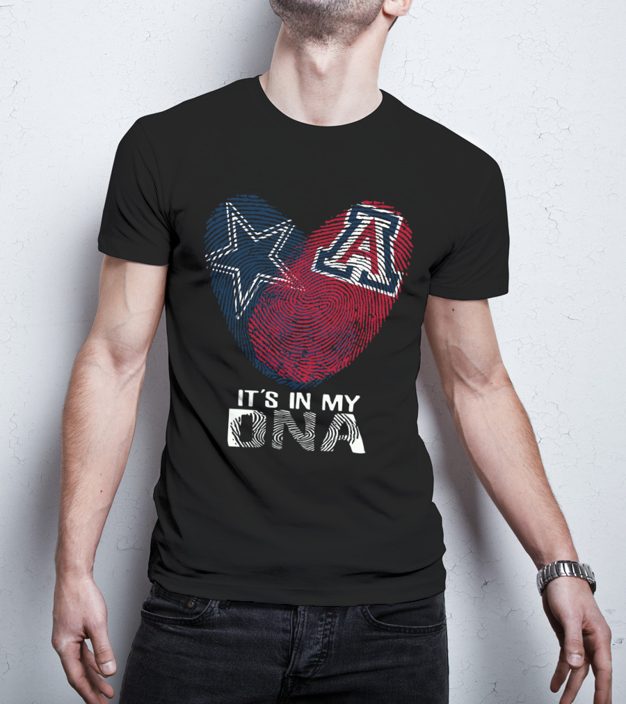 Cowboys Arizona Wildcats It's In My DNA Fingerprint Heart T-Shirt
