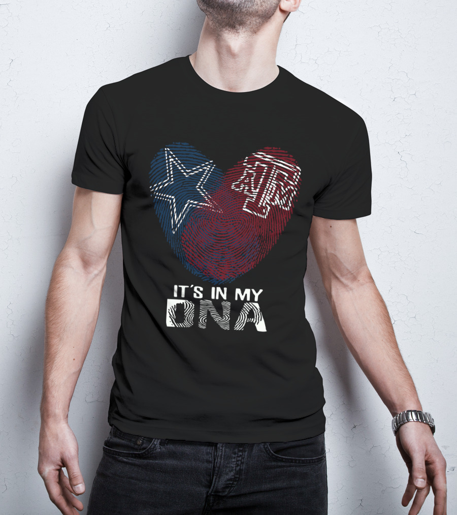 It's In My DNA Cowboys Texas A&M Aggies Star Logo Fingerprint T-Shirt
