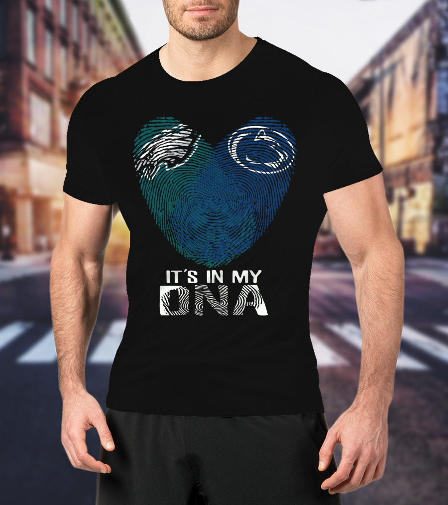 Philadelphia Eagles Penn State Fingerprint Heart It's In My DNA T-Shirt