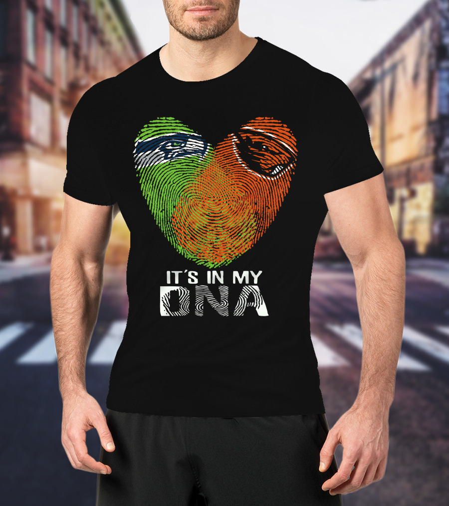 Seahawks Beavers It's In My DNA Heart Fingerprint T-Shirt