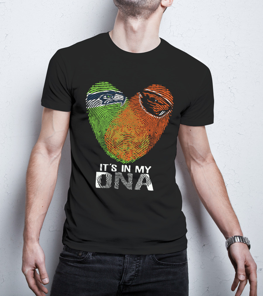 Seahawks Beavers It's In My DNA Heart Fingerprint T-Shirt