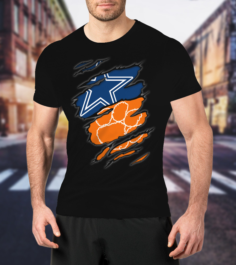 Dallas Cowboys Clemson Tigers Paw Claw Marks T-Shirt