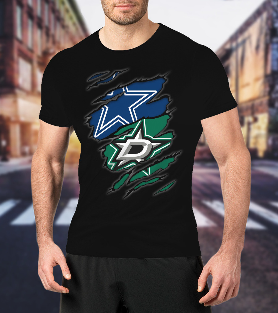 Dallas Cowboys Stars Dual Team Collaboration T-Shirt