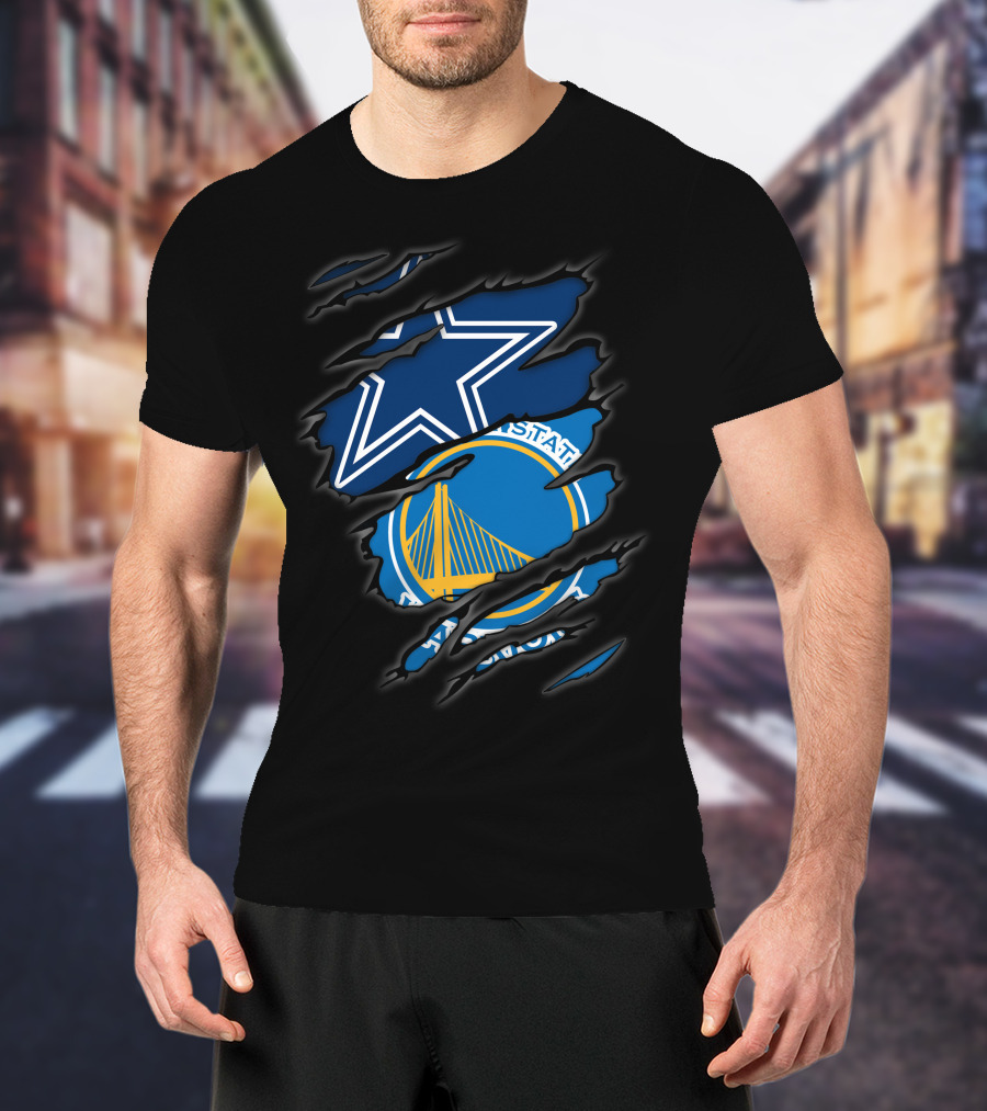 Cowboys Golden State Warriors Star And Bridge T-Shirt