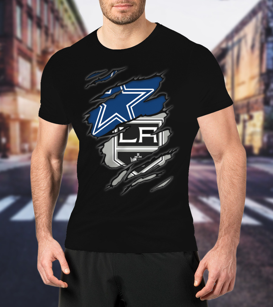 Dallas Cowboys Los Angeles Kings Torn Logo Fusion T-Shirt