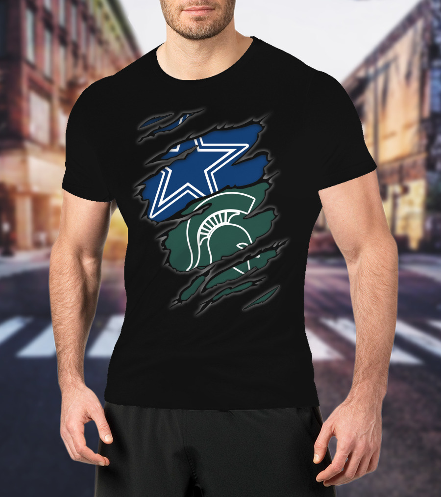 Dallas Cowboys Michigan State Spartans Ripped Design Blend T-Shirt