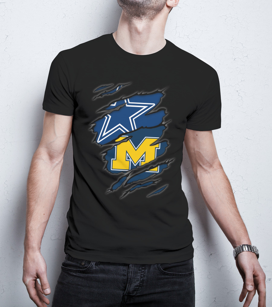Cowboys Dallas Star Michigan Wolverines M Logo Combo T-Shirt