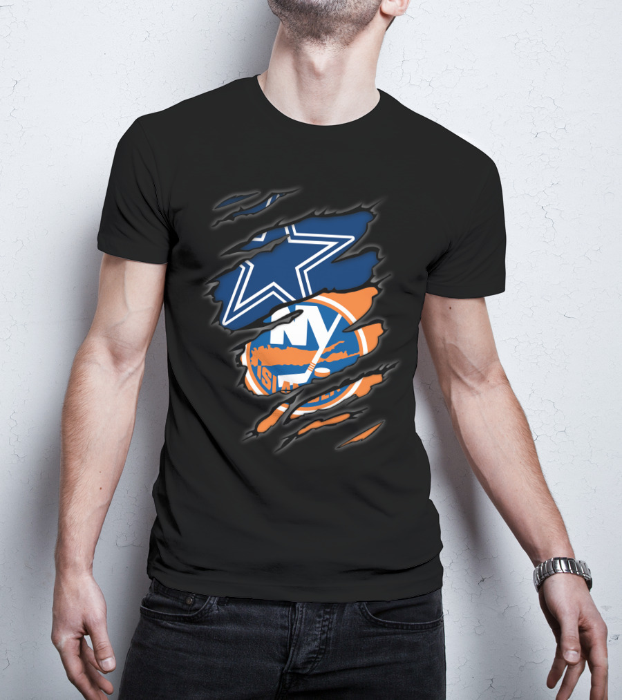 Cowboys And New York Islanders Logo Mashup T-Shirt