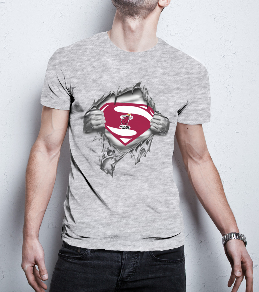 Superman Miami Heat Logo Hero Villain T-Shirt