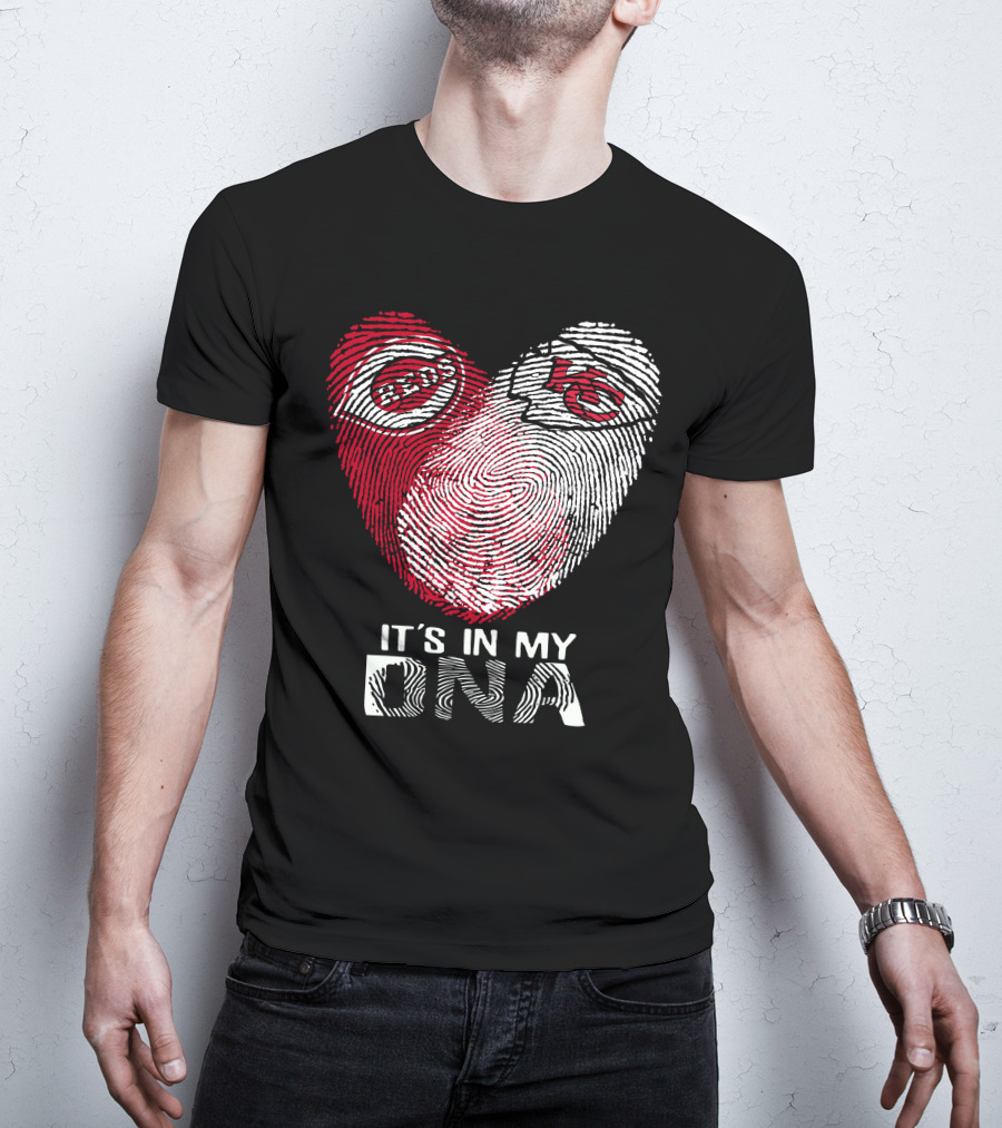 Cincinnati Reds Chiefs It's In My DNA Fingerprint Heart T-Shirt