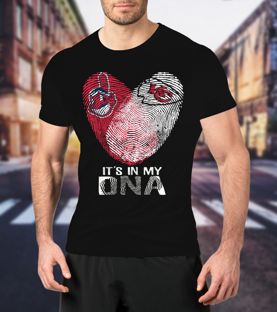 It's In My DNA Cleveland Indians Chiefs Fingerprint Heart T-Shirt