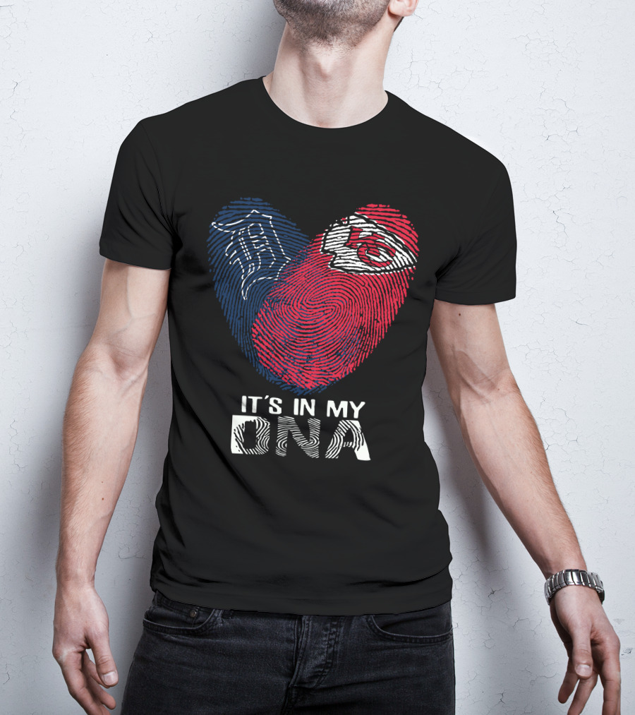 Detroit Tigers Kansas City Chiefs It's In My DNA Fingerprint T-Shirt
