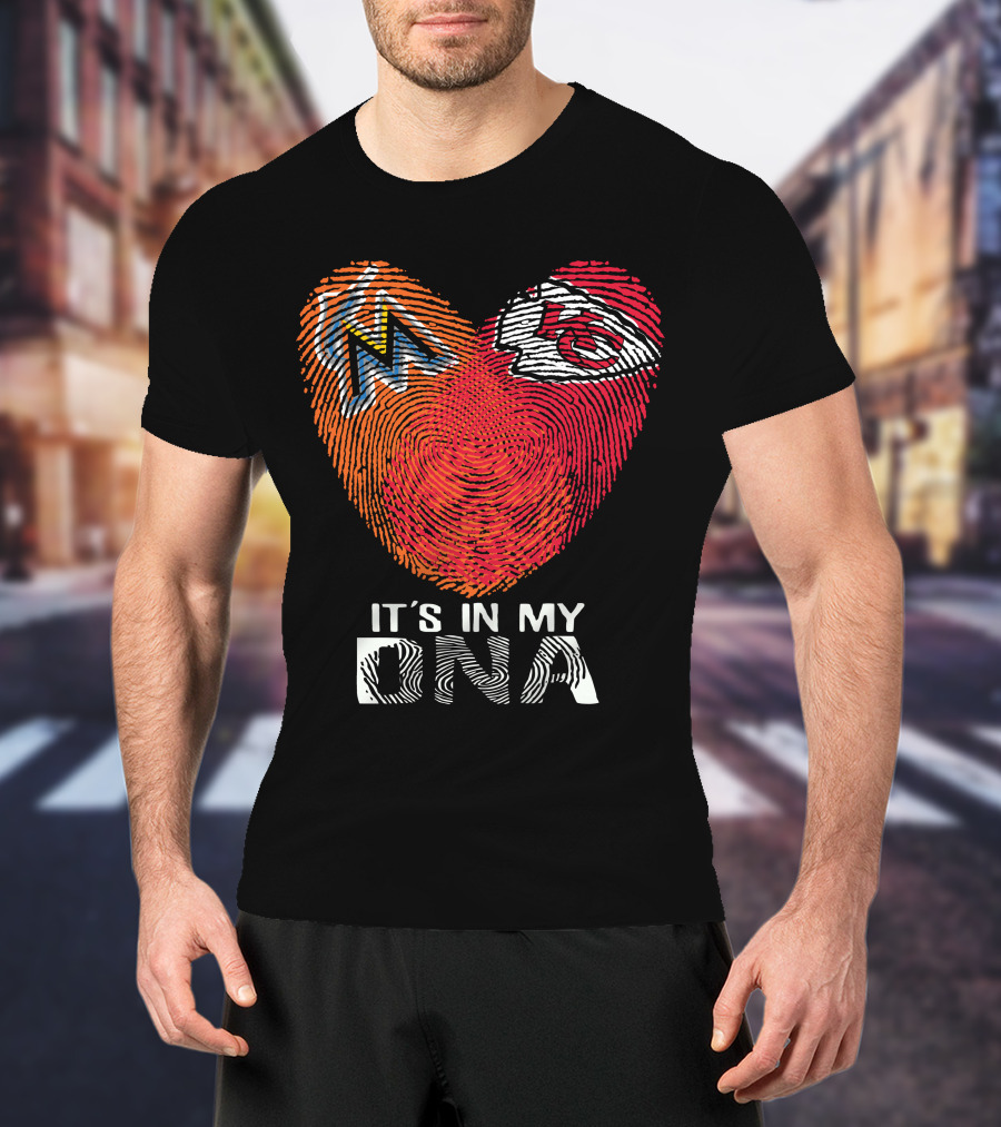 Miami Marlins Kansas City Chiefs It's In My DNA T-Shirt