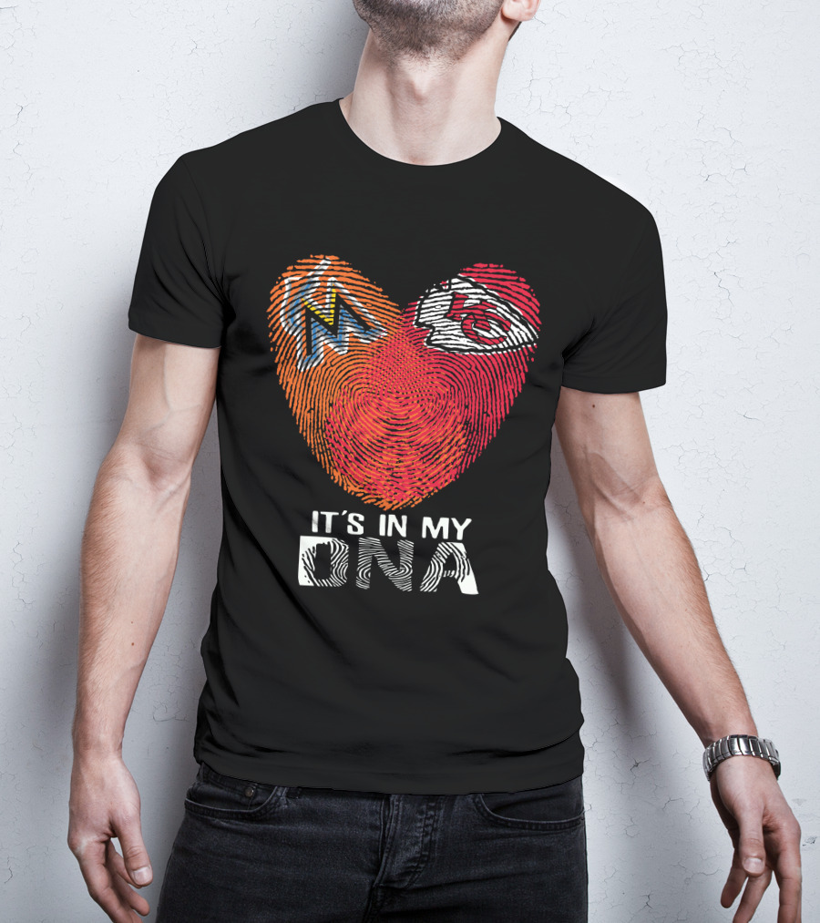 Miami Marlins Kansas City Chiefs It's In My DNA T-Shirt