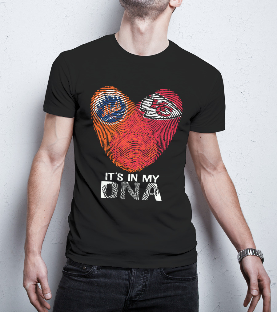 It's In My DNA New York Mets Chiefs Fingerprint Heart T-Shirt