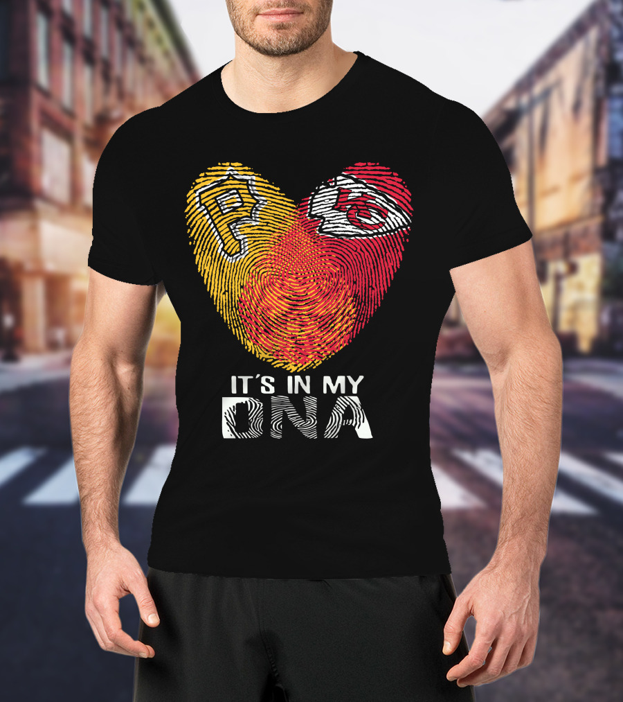 Pittsburgh Pirates Kc Chiefs It's In My Dna Fingerprint Heart T-Shirt
