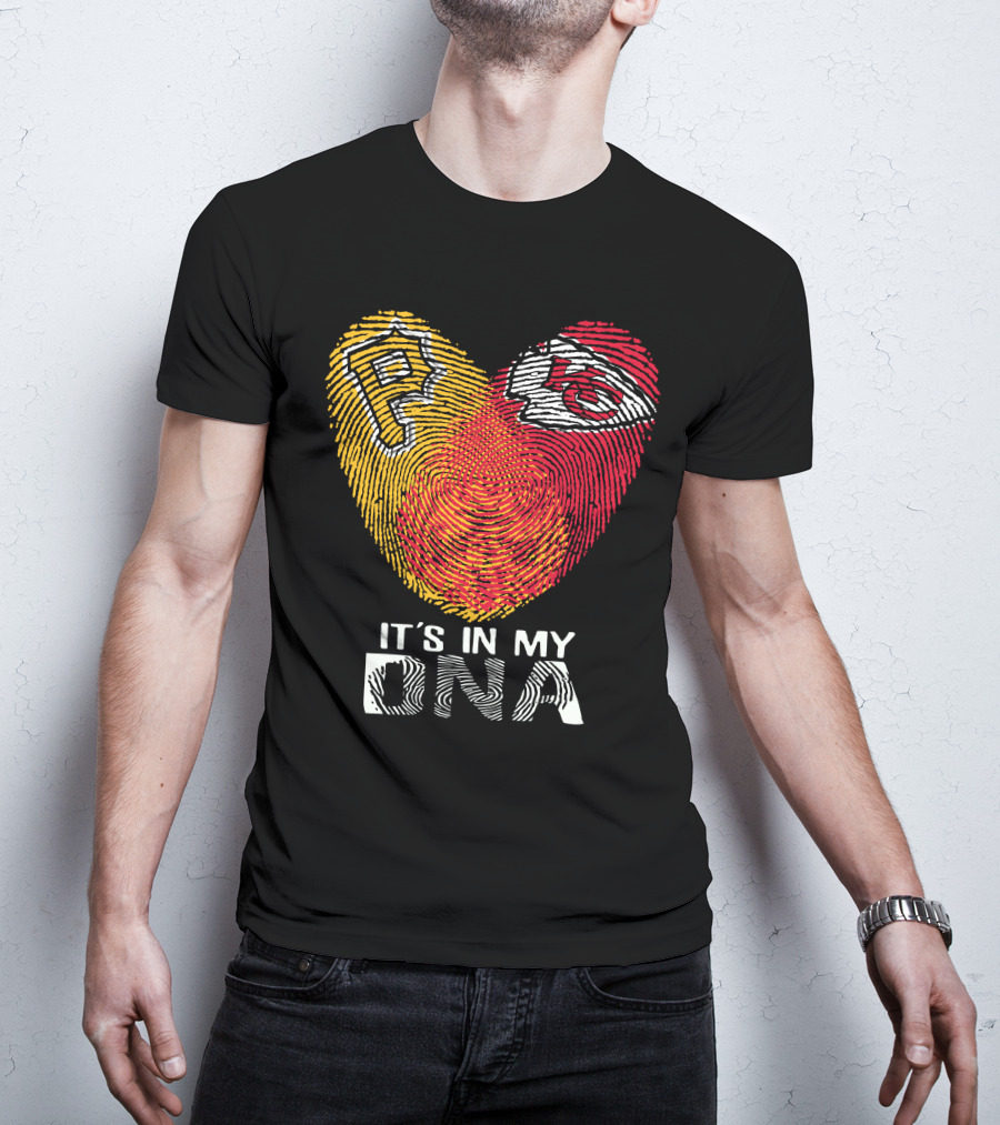 Pittsburgh Pirates Kc Chiefs It's In My Dna Fingerprint Heart T-Shirt