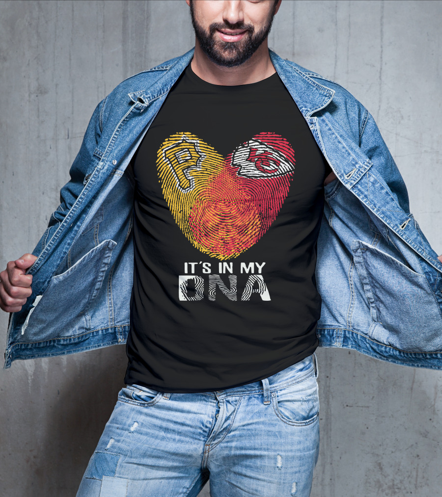 Pittsburgh Pirates Kc Chiefs It's In My Dna Fingerprint Heart T-Shirt