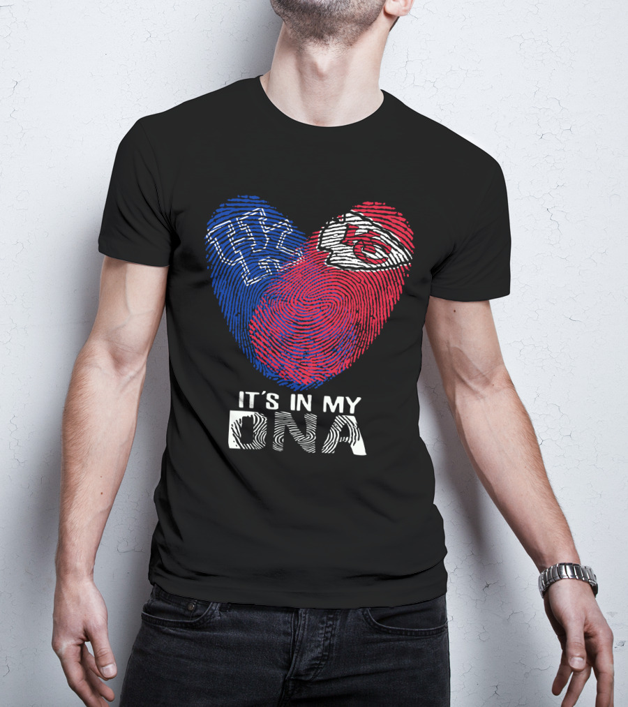 Kentucky Wildcats Chiefs It's In My Dna Fingerprint Heart T-Shirt