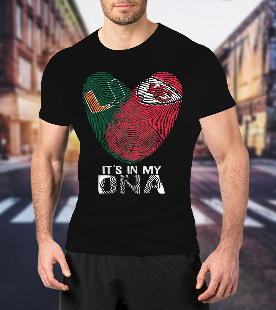 Miami Hurricanes Kansas City Chiefs It's In My Dna Fingerprint T-Shirt