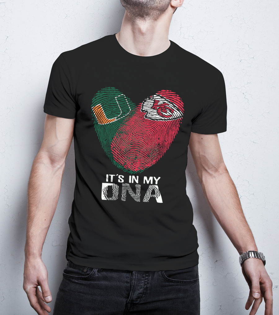 Miami Hurricanes Kansas City Chiefs It's In My Dna Fingerprint T-Shirt