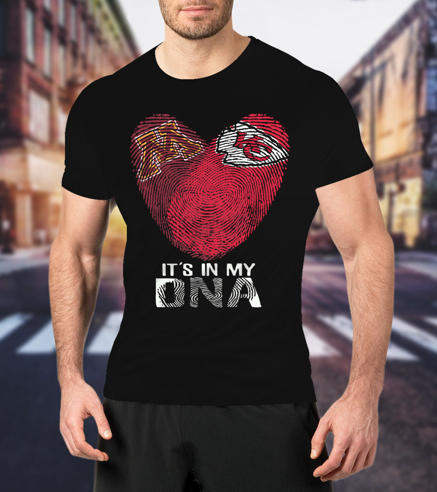 Minnesota Golden Gophers And Chiefs It's In My Dna Fingerprint Heart T-Shirt