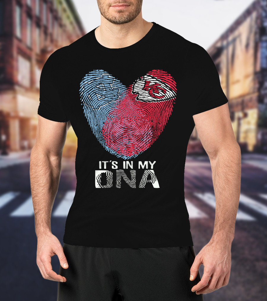North Carolina Tar Heels Kansas City Chiefs It's In My Dna Fingerprint Heart T-Shirt