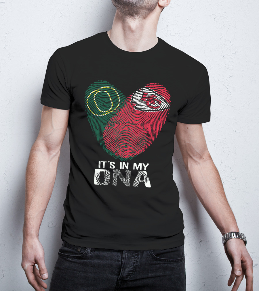 Oregon Ducks Chiefs It's In My Dna Heart Fingerprint T-Shirt