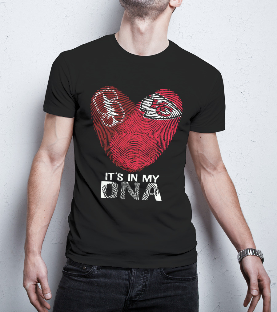 Stanford Cardinal And Chiefs It's In My Dna Fingerprint Heart T-Shirt