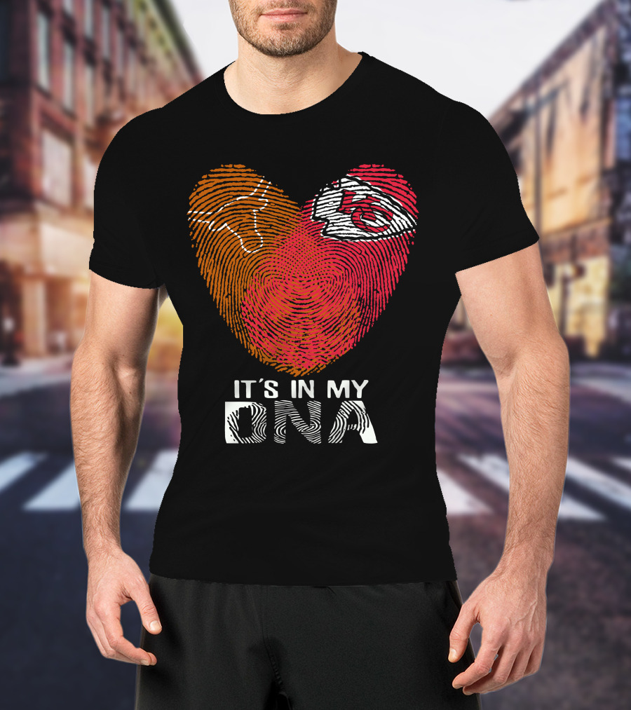 Texas Longhorns Kansas City Chiefs It's In My Dna Fingerprint Heart T-Shirt