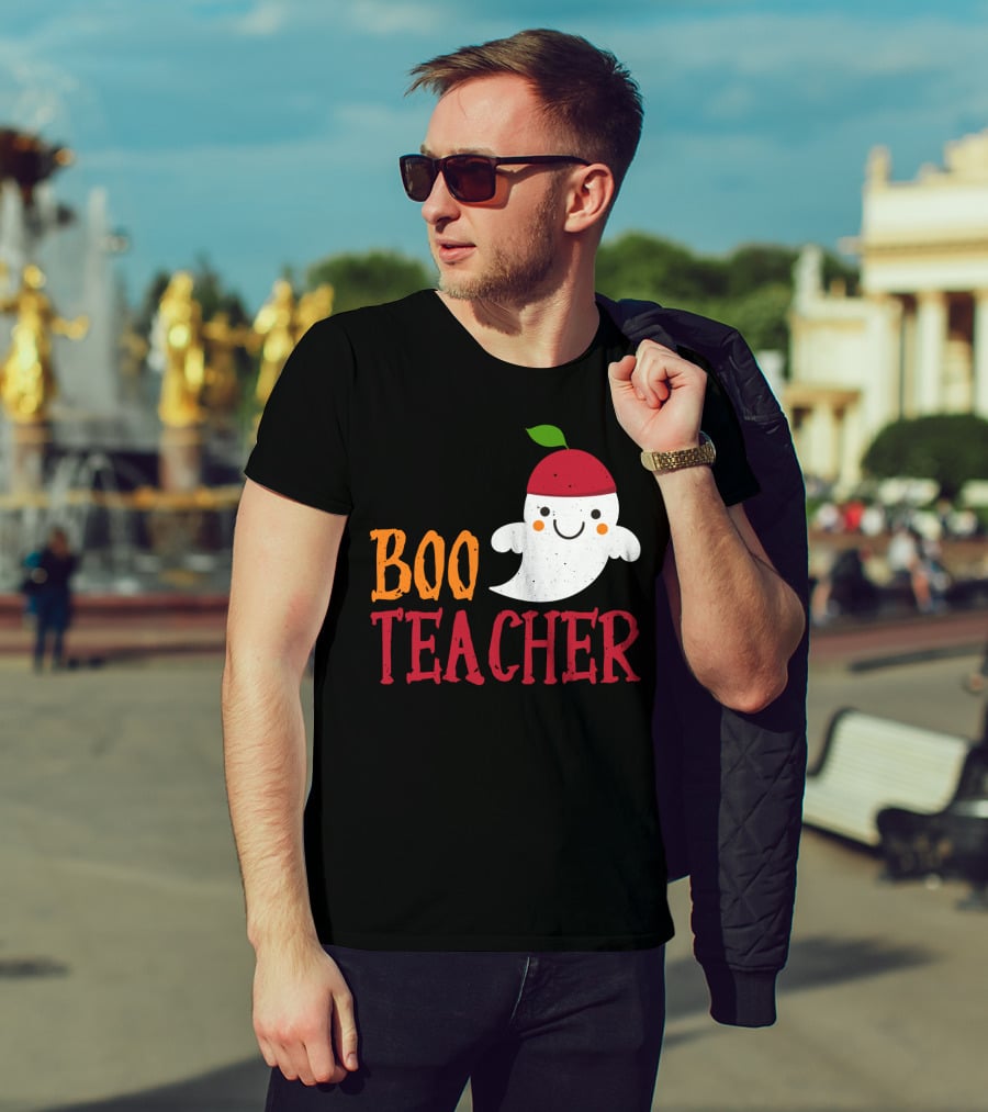 Boo Teacher Ghost Pirate Themed Funny Halloween Costume Teacher T-Shirt