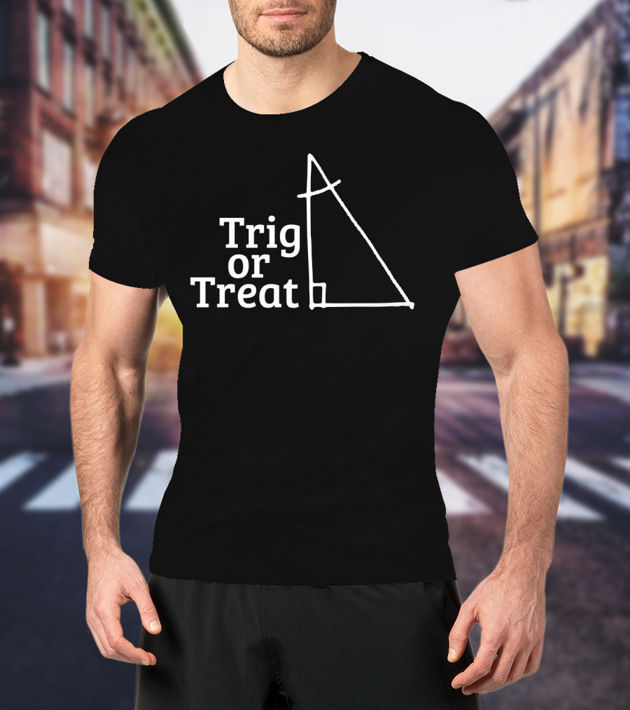 Trig Or Treat Funny Math Teacher Pun Right Triangle T-Shirt